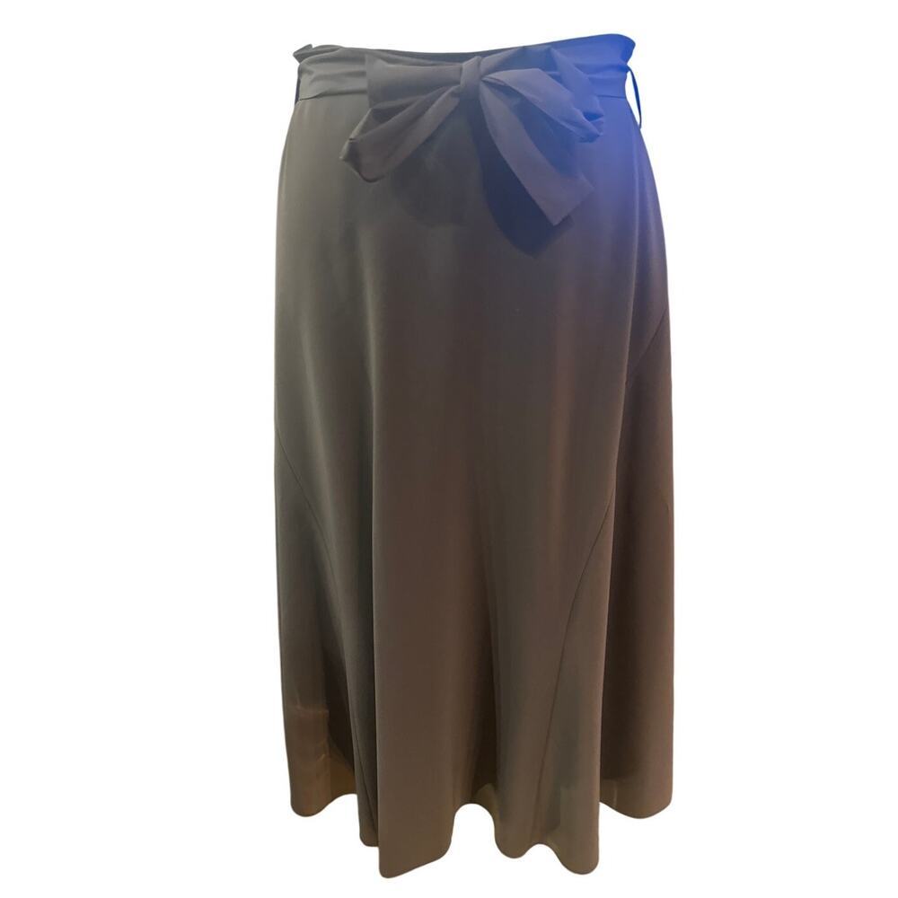 Marcona Tie‑Waist Midi Skirt – Dark Brown – US 10 – Made in Bosnia